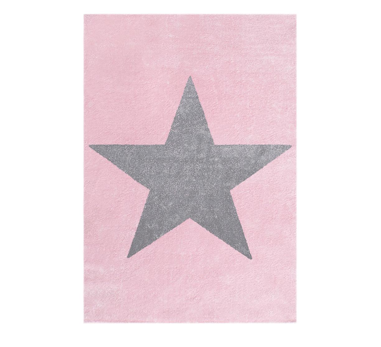Livone - Kindervloerkleed Happy Rugs Star - Roze-Grijs 120 cm x 180 cm