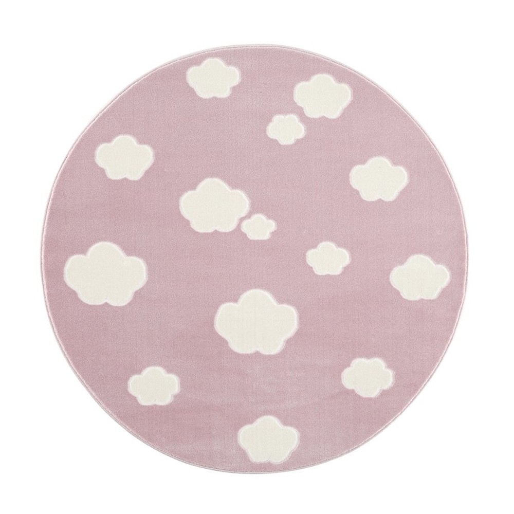 Livone Tapijt Ø 133 cm Happy Rugs Sky Cloud Roze - Wit
