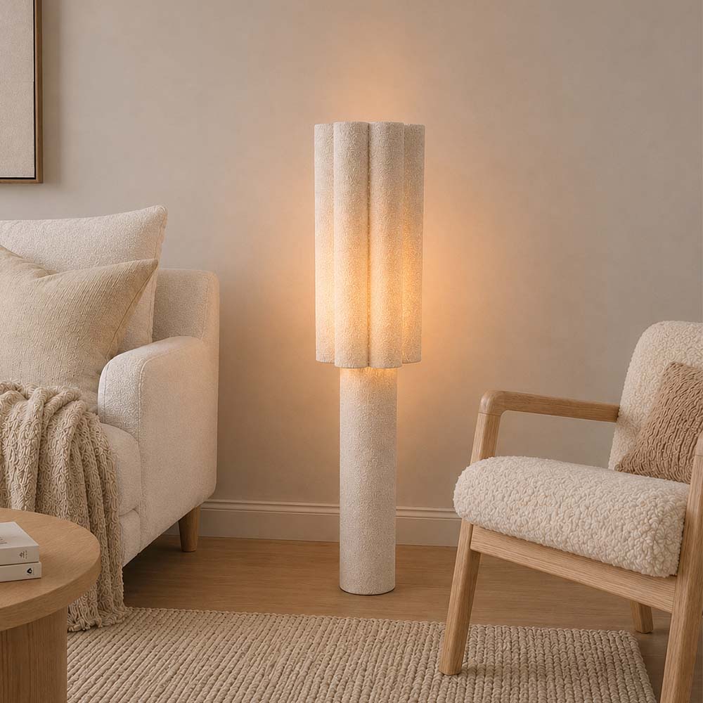 Milton & Oldbrook Vloerlamp Bonn Wit Bouclé