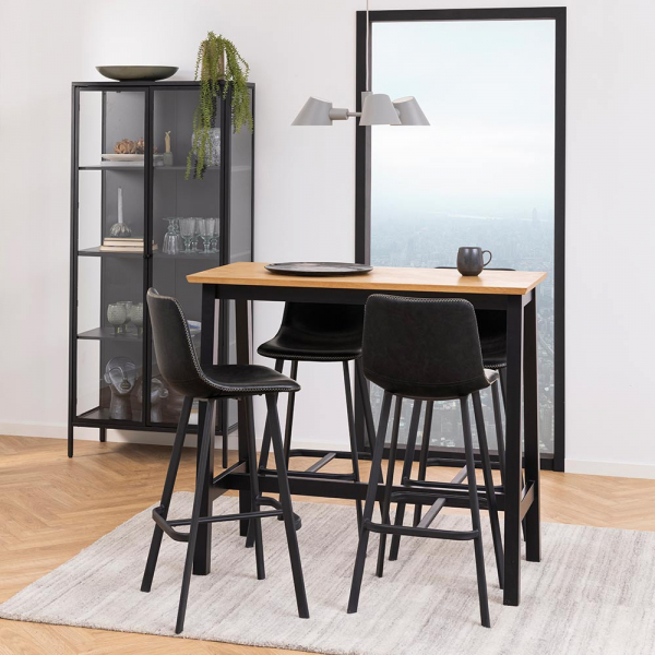 Armoire vitrée Säkylä acier verre 180 x 80 x 35 cm noir
