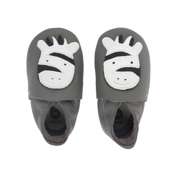 Bobux Babyslofjes Soft Soles Zebra Grijs - 18/19 - Medium