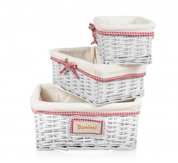 Baninni Rieten Mandjes Mita Bianco 3 Stuks - Roze