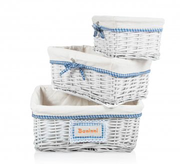Baninni Rieten Mandjes Mita Bianco 3 Stuks - Blauw