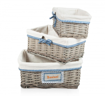 Baninni Rieten Mandjes Mita Grigio 3 Stuks - Blauw