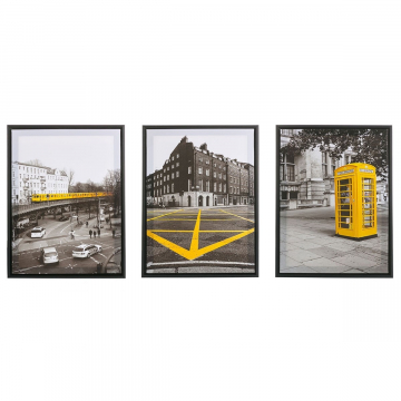 Baytex Canvas Poster Set Yellow City 30 cm x 40 cm - 3 Stuks