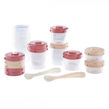 Béaba Bewaarpotjes Set Met Lepels Roze