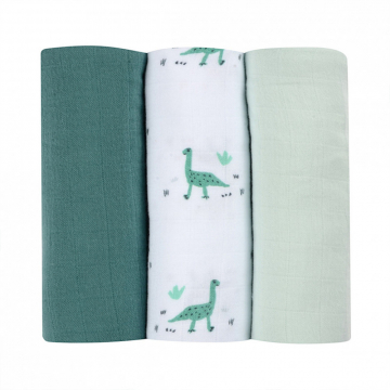 Béaba Lange en Mousseline Jurassic Green - 3 Pcs