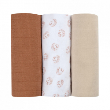 Béaba Lange en Mousseline Hedgehog Brown - 3 Pcs