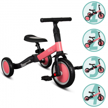 Billy 4en1 Vélo Draisienne Tricycle Évolutif pour Enfants Fresa Rose