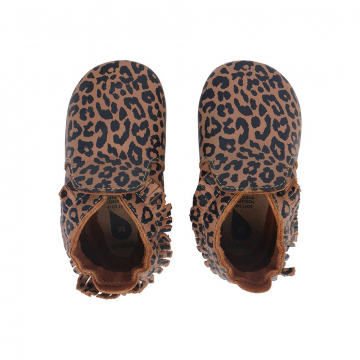 Bobux Chaussons Bébé Soft Soles Caramel Leopard Print - Large