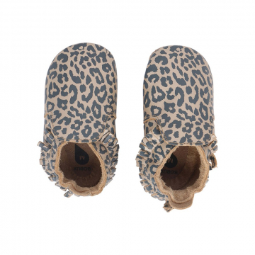 Bobux Babyslofjes Soft Soles Gold Leopard Print - Large