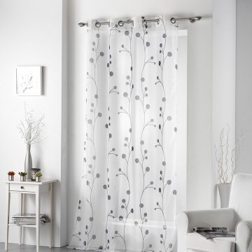 Voile Vorhang 140 cm x 240 cm Fairview Grey Flowers