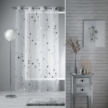 Voile Vorhang 140 cm x 240 cm Fairview Silver Flowers