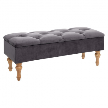 Eazy Living Banc de Rangement Velours Cammi Gris