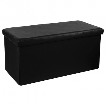 Eazy Living Pouf + Boîte de Rangement Augustin Noir