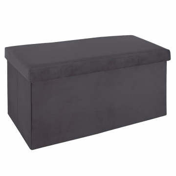 Eazy Living Velvet Pouf + Boîte de Rangement Alizee Gris Foncé