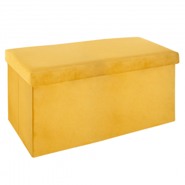 Eazy Living Velvet Pouf + Boîte de Rangement Alizee Jaune