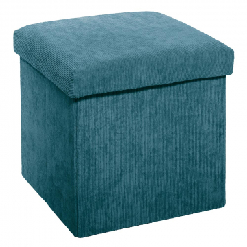 Eazy Living Velvet Poef + Opbergbox Caroline S Blauw