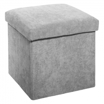 Eazy Living Velvet Pouf + Boîte de Rangement Caroline S Gris