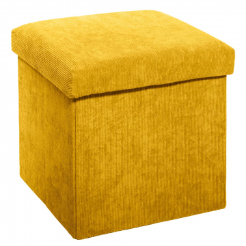 Eazy Living Velvet Poef + Opbergbox Caroline S Geel
