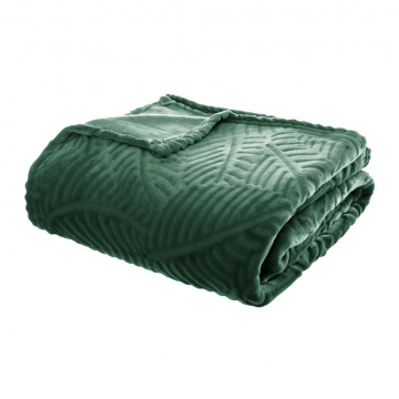 Eazy Living Fleece Plaid Leaves 220 cm x 240 cm Vert