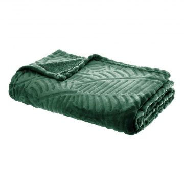 Eazy Living Fleece Kuscheldecke 150 cm x 125 cm Leaves Grün