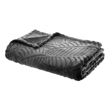 Eazy Living Fleece Kuscheldecke 150 cm x 125 cm Leaves Grau