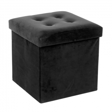 Eazy Living Pouf + Boîte de Rangement Milou Noir Velours