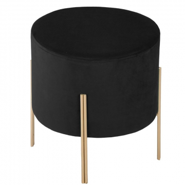 Eazy Living Samt Pouf Aras Ø 34 cm Schwarz