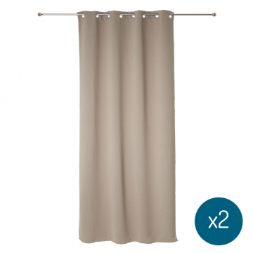 Eazy Living Verduisterend Gordijn 135 cm x 240 cm Met Ringen Clarence Beige – 2 Stuks