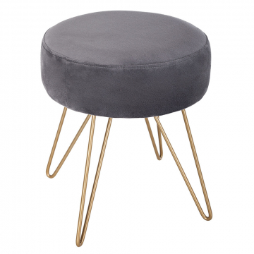 Eazy Living Tabouret en Velours Amalia Ø 35 cm Gris Foncé