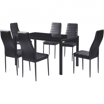 FurniStyle Eetkamerset 7-delig Bormio – Eettafel Met 6 Stoelen