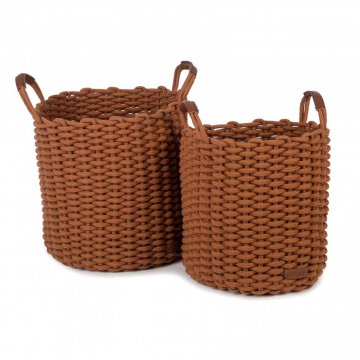 KidsDepot Gevlochten Manden Set Korbo L Copper