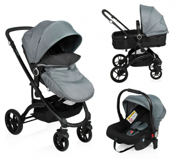Little World Poussette 3 en 1 City Walker Gris- Jusqu'à 22 kg!