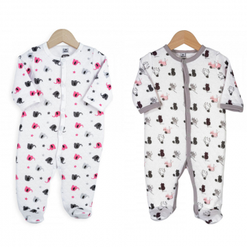 Trois Kilos Sept Pyjama Bébé Set 3 Mois Cat & Pink Elephant