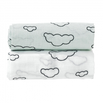 Trois Kilos Sept Bamboe Lange en Mousseline Clouds 115 cm x 115 cm - 2 Pcs - Vert