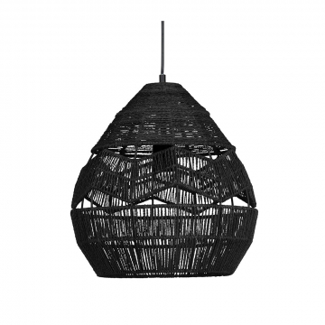 Woood Lampe à Suspension Ø 25 cm Adelaide en Jute Noir