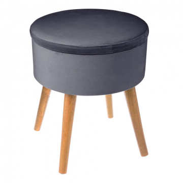 Eazy Living Tabouret avec Boîte de Rangement Dina Ø 36 cm Gris Foncé