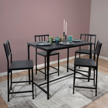 Milton & Oldbrook Table de Bar avec 4 Chaises Hautes Bob Noir