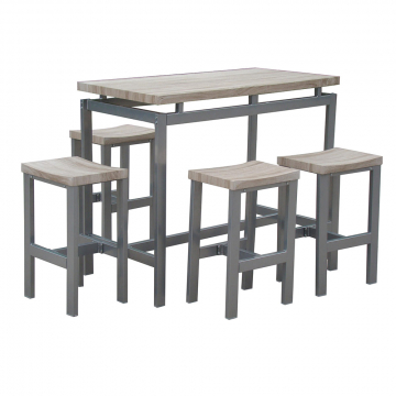 FurniStyle Table de Bar avec 4 Tabourets de Bar Davos