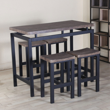 FurniStyle Eetkamerset 5-delig Rizo - Bartafel Met 4 Barstoelen