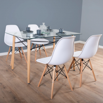 BAM-Meubel Table de Salle à Manger avec 4 Chaises Fred + Jaxx Blanc