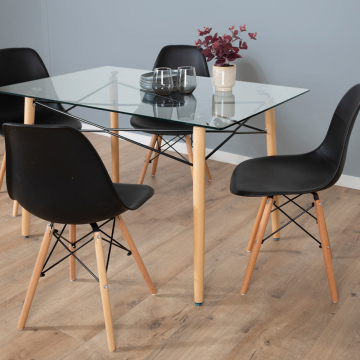 BAM-Meubel Table de Salle à Manger avec 4 Chaises Fred + Jaxx Noir