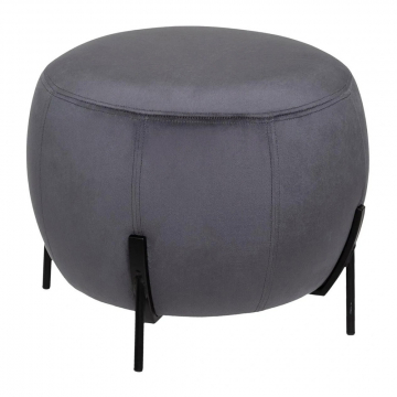 Eazy Living Pouf en Velours Dorine Ø 44 cm Gris