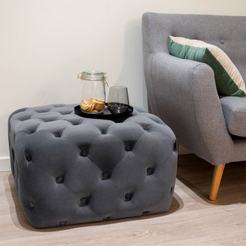 Baytex Pouf en Velours Zygo Gris Foncé