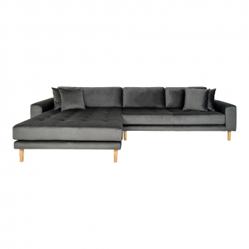 House Collection Velvet Hoekbank Milo Lounge Sofa Links Donker Grijs
