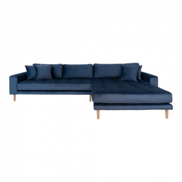 House Collection Velours Canapé d'Angle Milo Lounge Sofa Droit Bleu Foncé