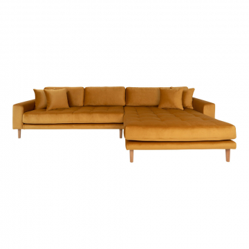 House Collection Velours Canapé d'Angle Milo Lounge Sofa Droit Jaune Moutarde