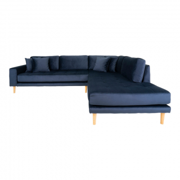 House Collection Velvet Hoekbank Milo met Open Rechtse Hoek Donker Blauw