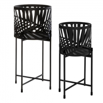 Eazy Living Set de Cache-Pot avec Support Nido Noir